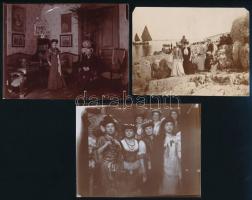 cca 1900 Emberek kiránduló társaságok, tájak, 8 db fotó, 8×10 cm