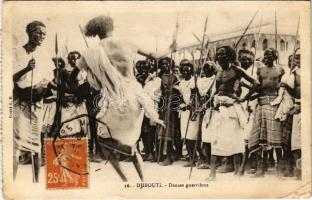 Djibouti, Danses guerriéres / war dances, natives, African folklore, from postcard booklet (EK)