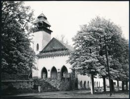 Kilátás a soproni tűztoronyból + brennbergbányai bányásztemplom, 2 db fotó, 20×29 és 18×24 cm