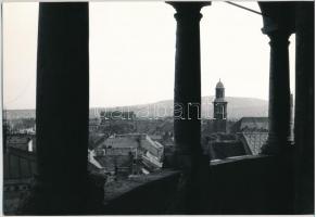 Kilátás a soproni tűztoronyból + brennbergbányai bányásztemplom, 2 db fotó, 20×29 és 18×24 cm