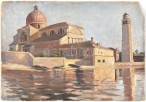 Mészöly László (1893-?): Arab város. Olaj, karton, jelzett és datált (Mészöly L 1919), sérült, 34×49...