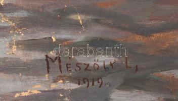 Mészöly László (1893-?): Arab város. Olaj, karton, jelzett és datált (Mészöly L 1919), sérült, 34×49...