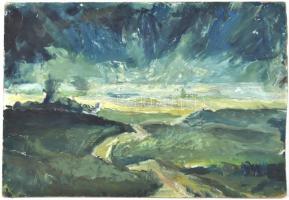 Jelzés nélkül: Expresszív táj. Olaj, farost, 42×60 cm