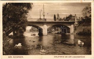 1926 Bad Kissingen, Saalepartie bei der Ludwigsbrücke / riverside, bridge, swans. Louis Glaser (EK)