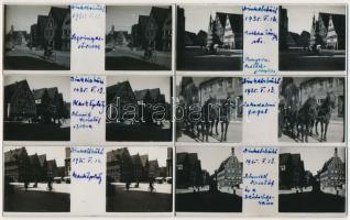 cca 1920-1930 Dinkelsbühl Üveg sztereó képek 13 db feliratozott:/ Germany Dinkelsbühl 13 glass stereo images 11x4,3 cm