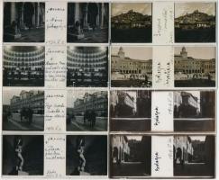 cca 1920-1930 Olasz tájak, magán készítésű üveg sztereó képek 20 db feliratozott:/ Italy 20 glass private made stereo images 11x4,3 cm