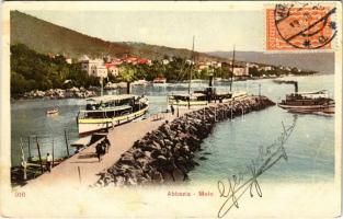 Abbazia, Opatija; Molo / port, steamships. TCV card (fl)