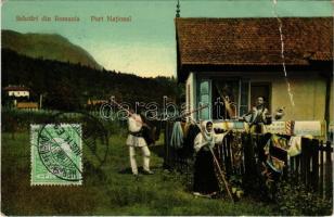 1911 Salutari din Romania, Port National / Romanian folklore, folk costumes. TCV card (EB)