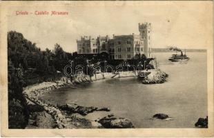 1910 Trieste, Trieszt, Trst; Miramar dal Levante / castle, steamship (fl)