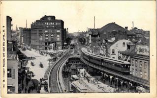 New York, Cooper Square, 3rd and 4th Aves., railway station, train, urban railway