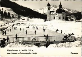 1959 Seefeld (Tirol), Winterfreuden / witner sport, ice skate, church. Lohmann (EK)