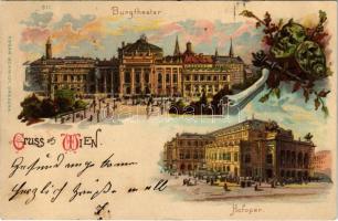 1901  Wien, Vienna, Bécs I. Burgtheater, Hofoper / theatre, opera house. Edgard Schmidt Art Nouveau, floral, litho (Rb)