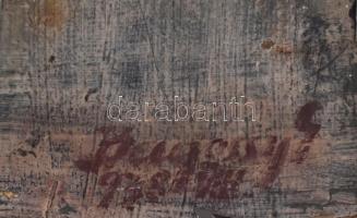 Bagossy Gábor (?-?): Nagyvárosi forgatag (Budapest?). Olaj, karton, jelzett a hátoldalon (Bagossy 93...