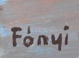 Fónyi Géza (1899-1971): Halászcsónakok. Olaj, farost, jelzett, feltehetően 1948 körül. 42x62 cm