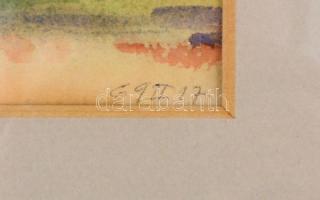 Diósy Antal (1895-1977): Városliget, 1969. Akvarell, papír, jelzés nélkül, datált. Üvegezett fa kere...