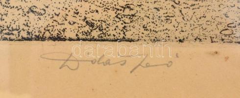 Dudás Jenő (1902-1991): Tihanyi részlet. Rézkarc, papír, foltos, jelzett, üvegezett keretben, 29×36,...