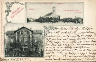 Vág-Sellye Trinity statue, church, railway station