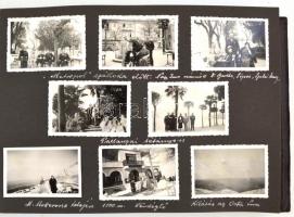 Családi fotóalbum, kb. 170 db, többnyire beragasztott fotóval (Kecskemét, Visegrád, Nagyvárad, Sáros...