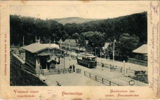 1901 Budapest II. Hűvösvölgy, villamos vasút végállomás. Divald Károly 414. sz. (EK)