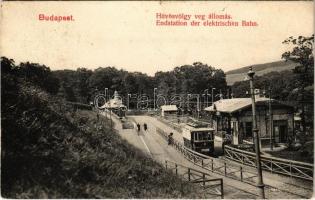 1907 Budapest II. Hűvösvölgy végállomás, villamos. J. Schwarz