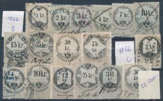 1866 Kis osztrák-magyar okmánybélyeg tétel 17 db bélyeg (22.000)