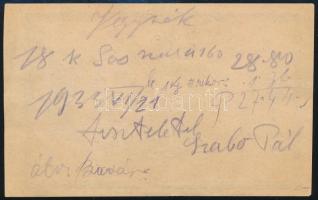 Szabó Pál hentes és mészáros Szentes, számolócédula