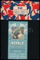 PóK harisnyaház-kötöttáruház, számolócédula + Kovald fest, tisztít, Budapest VII., litografált számolócédula