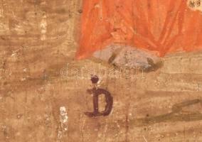 D jelzéssel: Bibliai jelenet. Tempera, fa, sérült, 32×27,5 cm