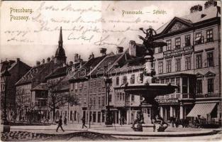 1902 Pozsony, Pressburg, Bratislava; Sétatér, Katona előkészítő intézet, Josef Krenn (?) étterme / promenade, restaurant, military preparatory institute (EK)