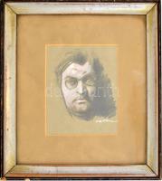 Sebők Imre (1906-1980): Férfi portré. Ceruza, kréta, papír, jelzett, üvegezett fa keretben, 14x11,5 ...
