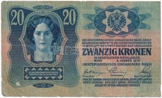 1913. 20K felülbélyegzés nélkül T:III Adamo K17