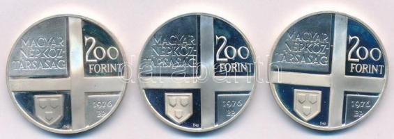 1976. 200Ft Ag (3xklf) "Magyar festők I. / Derkovits, Szinyei, Munkácsy" sor T:1 (PP) Adam...