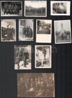 cca 1920-1940 10 db fotó katonai témában, 6x8,5 és 9,5x14,5 cm közötti méretekben