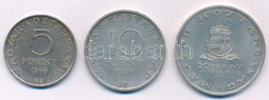 1948. 5Ft Ag "Petőfi" + 10Ft Ag "Széchenyi" + 20Ft Ag "Táncsics" "...