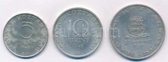 1948. 5Ft Ag "Petőfi" + 10Ft Ag "Széchenyi" + 20Ft Ag "Táncsics" "...