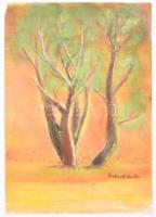 Perlrott jelzéssel: Fák. Pasztell, papír, sérült, 42x29,5 cm