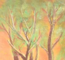 Perlrott jelzéssel: Fák. Pasztell, papír, sérült, 42x29,5 cm