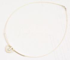 Ezüst(Ag) lánc, szívecskés függővel, cirkóniával, jelzett, h: 42 cm, bruttó: 4,3 g