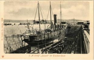 SMS Lussin osztrák-magyar haditengerészet torpedócirkálója szárazdokkban / K.u.K. Kriegsmarine S.M. Schiff Lussin Torpedokreuzer im Trocken Dock / Austro-Hungarian Navy SMS Lussin torpedo cruiser in dry dock