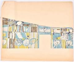 Tihanyi jelzéssel: Absztrakt formák. Akvarell, papír, 27x60 cm