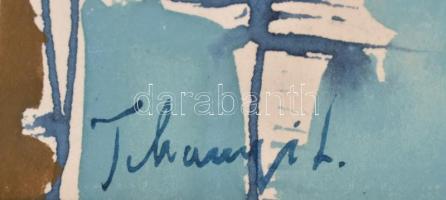 Tihanyi jelzéssel: Absztrakt formák. Akvarell, papír, 27x60 cm