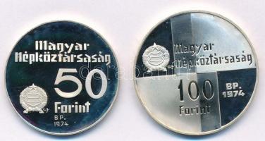 1974. 50Ft Ag + 100Ft Ag "MNB" T:1- (PP) Adamo EM44, EM45
