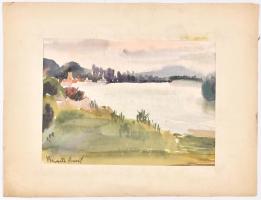 Bernáth jelzéssel: Táj. Akvarell, papír, paszpartuban, 20x28 cm