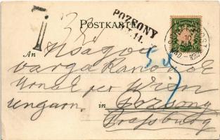 1899 Lindau, Hafeneinfahrt Lindau / port, harbor entrance, steamship. Kunstanstalt Lautz & Isenb...