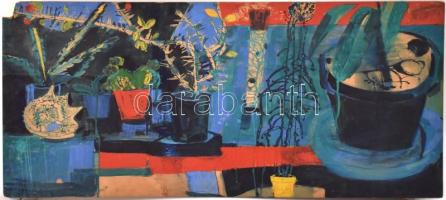 Marosán jelzéssel: Kompozíció. Olaj, fa, sérült 60x120 cm