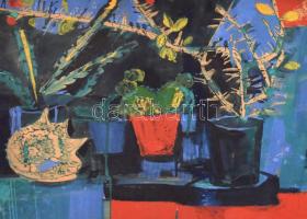 Marosán jelzéssel: Kompozíció. Olaj, fa, sérült 60x120 cm