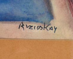 Ruzicskay jelzéssel: Női arc. Akvarell, papír, sérült. Üvegezett keretben, 42x29,5 cm