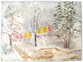 Márffy jelzéssel: Téli táj. Olaj, farost, 58,5x80 cm