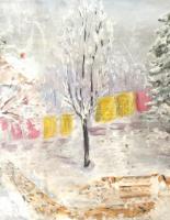 Márffy jelzéssel: Téli táj. Olaj, farost, 58,5x80 cm