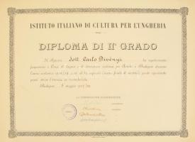 1936-1939 Budapesti Olasz Kultúrintézet 7 db olasz nyelvű diplomája, bélyegzésekkel